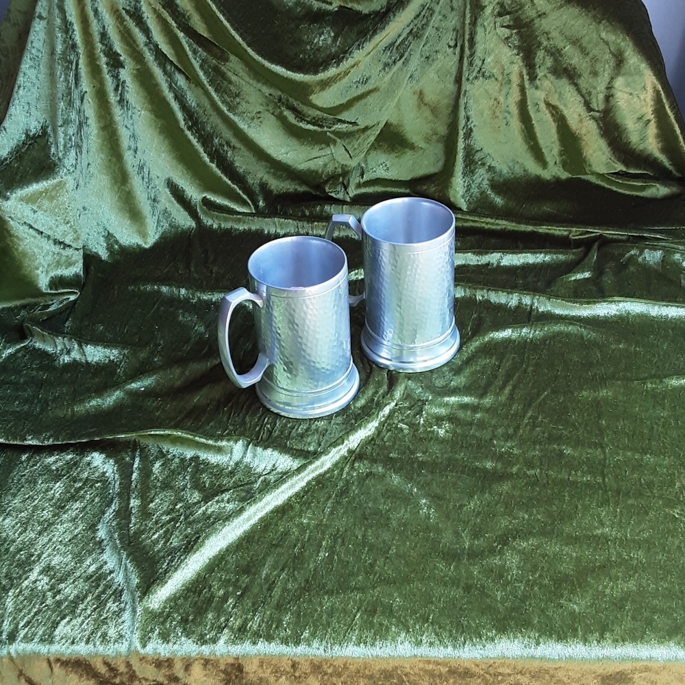Indonesian Banka Tin Mugs, Set of 2